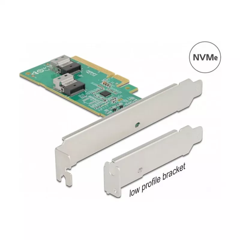 DeLOCK PCI Express 4.0 x8 Karte auf 2 x interne SFF-8654 4i NVMe Low Profile