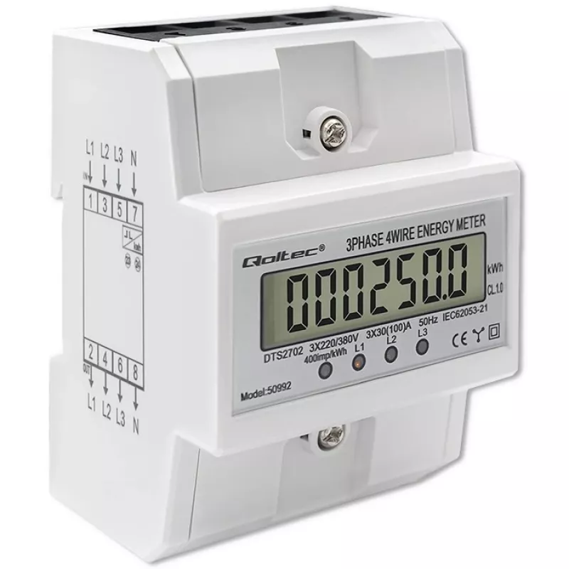 Dreiphasiger elektronischer Zähler QOLTEC 50992 400V 100A