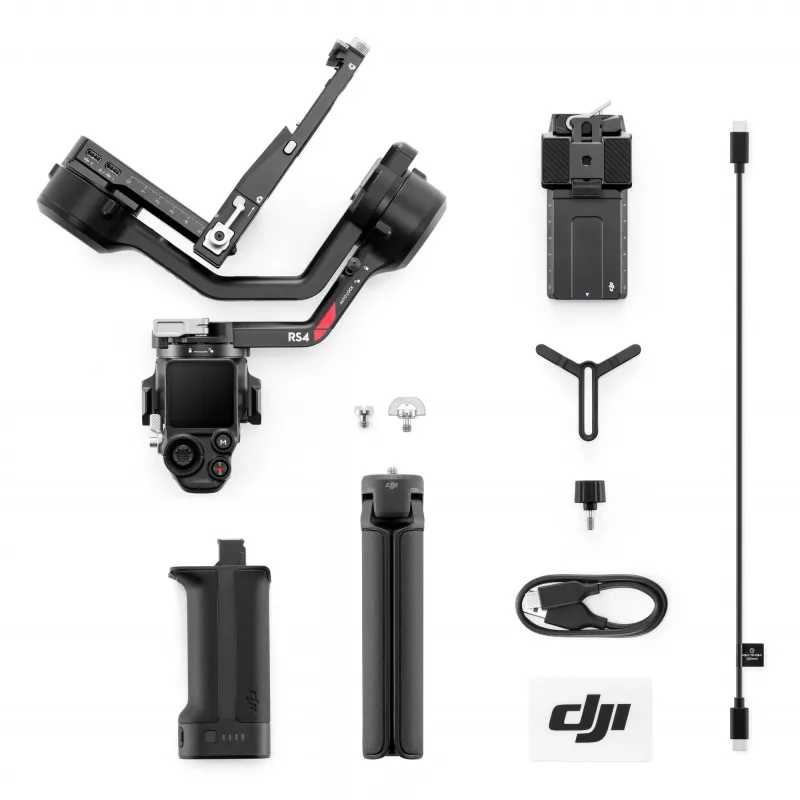 Handkamera-Stabilisator DJI RS4, Aluminiumgehäuse, 12h Akku, 1,066 kg, schwarz