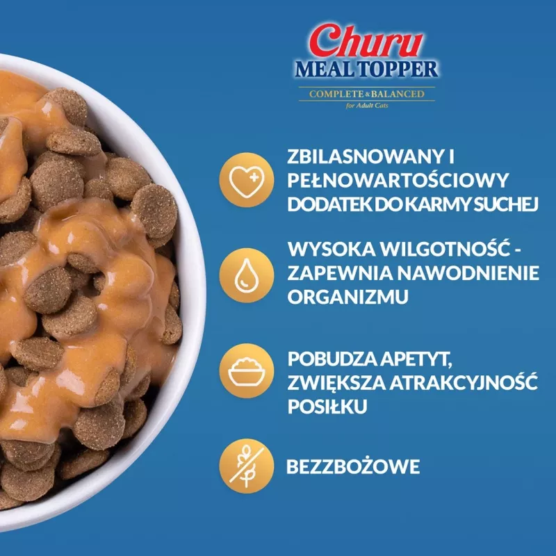 INABA Churu Meal Topper Thunfisch mit Jakobsmuschel – Nassfutterbeutel für Katzen, 4 x 14 g