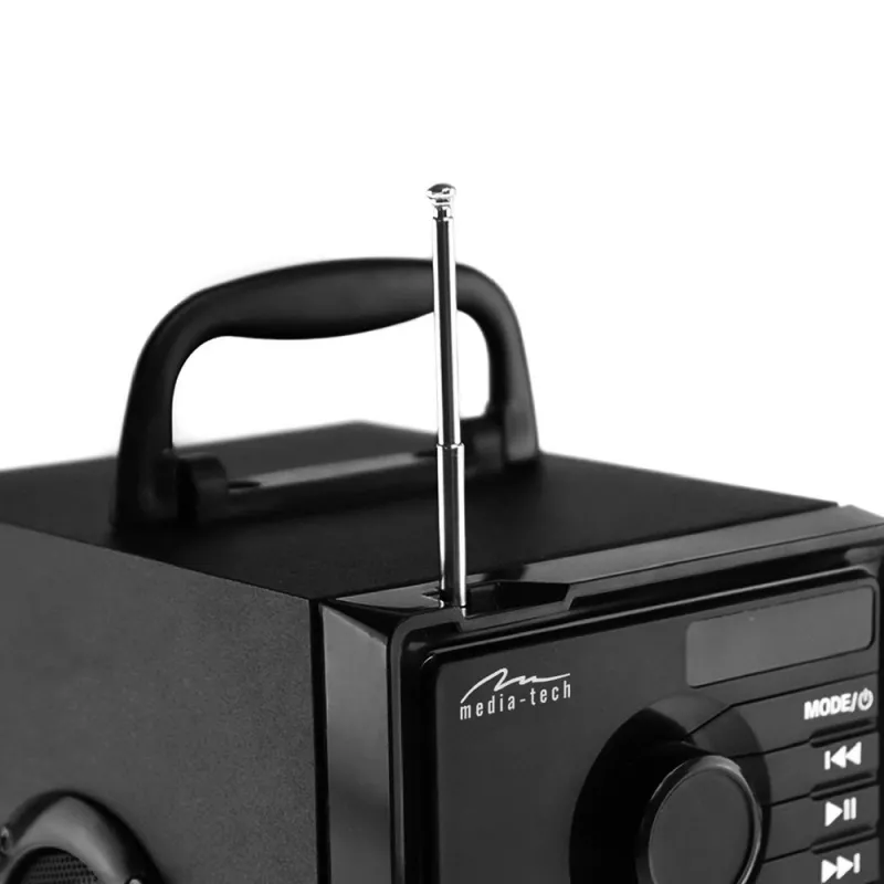 Tragbarer Lautsprecher MEDIA-TECH MT3179, 20 W (RMS 15 W), Bluetooth 5.1, FM, MicroSD, USB, AUX, Li-Ion, 6 h, Holzgehäuse