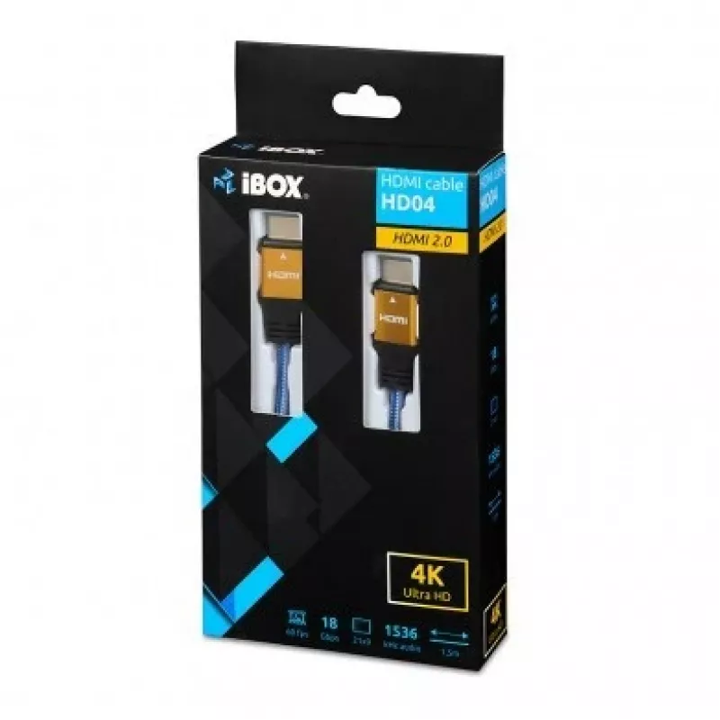 HDMI-Kabel IBOX ITVFHD04 1,5 m, HDMI 2.0, 18 Gbit/s, 4K (4096×2160), vergoldete Kontakte, Stecker-auf-Stecker