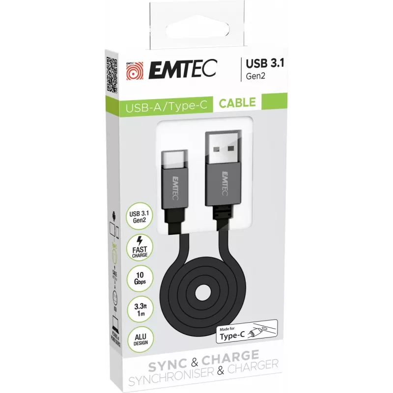 USB-Kabel Emtec ECCHAT700TCU3 1,2 m USB 3.2 Gen 2 Schwarz