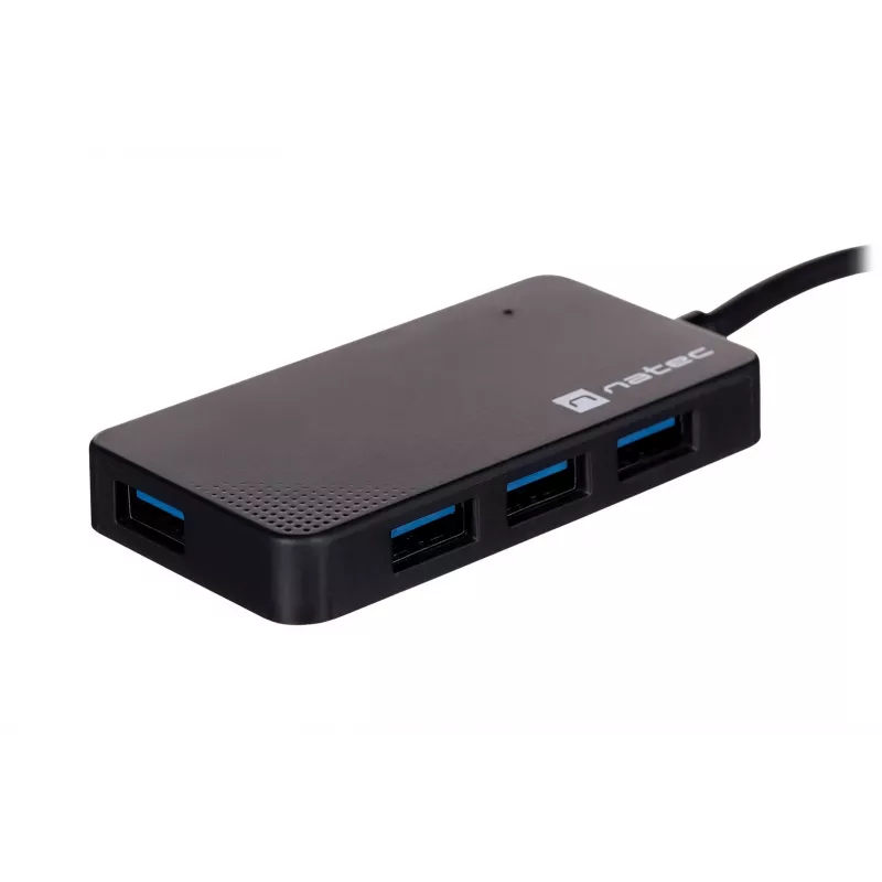 USB-Hub NATEC Moth 4-Port USB 3.2 Gen 1 Typ-A (5000 Mbit/s), USB-gespeist, schwarz, 0,15 m Kabel