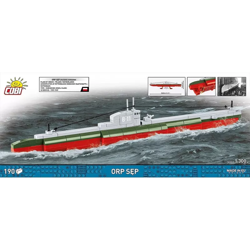 Plastikmodellbausatz Cobi Polnisches U-Boot ORP Sęp Maßstab 1:300 (COBI-4856)