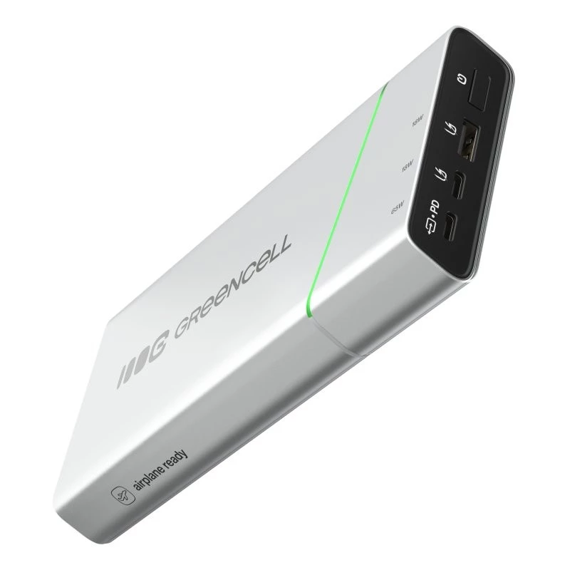Tragbarer Akku Grün Cell BPLGC20P 20800 mAh Lithium-Ionen, USB-C PD 65W, 2x USB-C + 1x USB-A, Aluminiumgehäuse