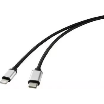 Renkforce USB Handy-Verbindungskabel [1x USB-C™-Stecker – 1x Apple Lightning-Stecker] 2,00 m Schwarz (RF-4353448)