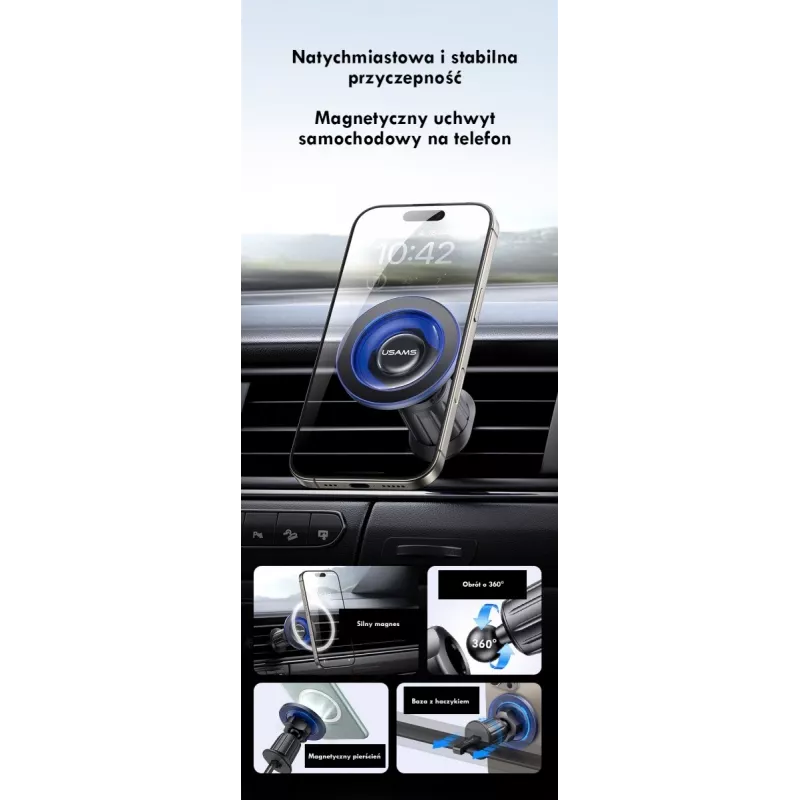 Magnetische Auto-Handyhalterung usams ZJ081 — magnetische Halterung für Smartphones, kompaktes Design, einfache Installation