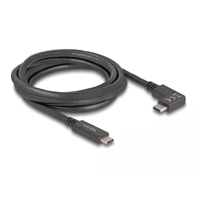 DeLOCK USB-Kabel USB Typ-C Stecker auf USB Typ-C Stecker abgewinkelt 2 m 5 Gbit/s 4K PD 60 W
