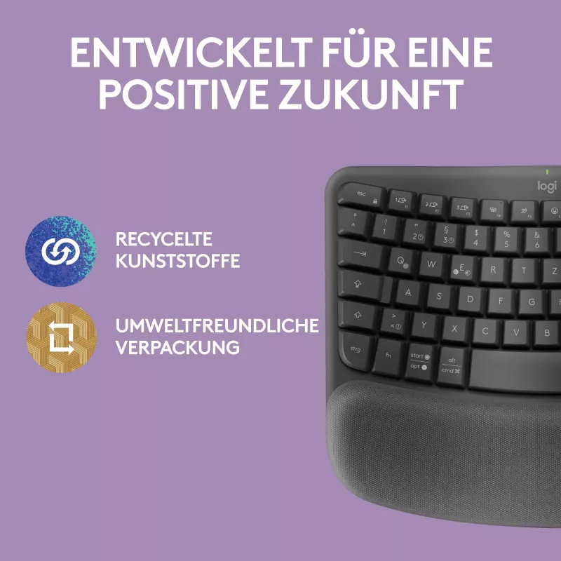 Logitech Wave Keys Tastatur Office RF Wireless + Bluetooth QWERTZ Grafit