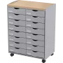 Aufbewahrungswagen Paperflow DT162N.02.23, 16 Schubladen, 55,2×74,5×35 cm, grau