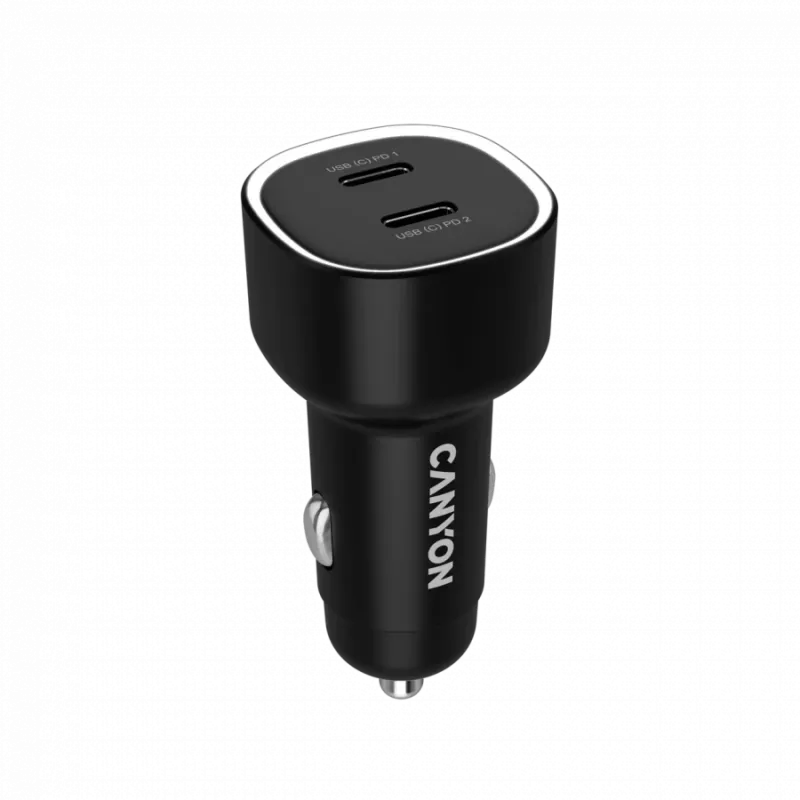 Auto-Ladegerät CANYON OnDrive 60 PD 60W 2xUSB-C — 60W Leistung, 2 USB-C-Anschlüsse, schwarz