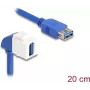DeLOCK Keystone Modul Kabel USB 5 Gbps Typ-A Buchse auf Buchse 90° gewinkelt 20 cm blau