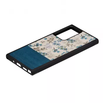 Handyhülle man and wood für Samsung Galaxy Note 20 Ultra — blaue Blume auf Schwarz