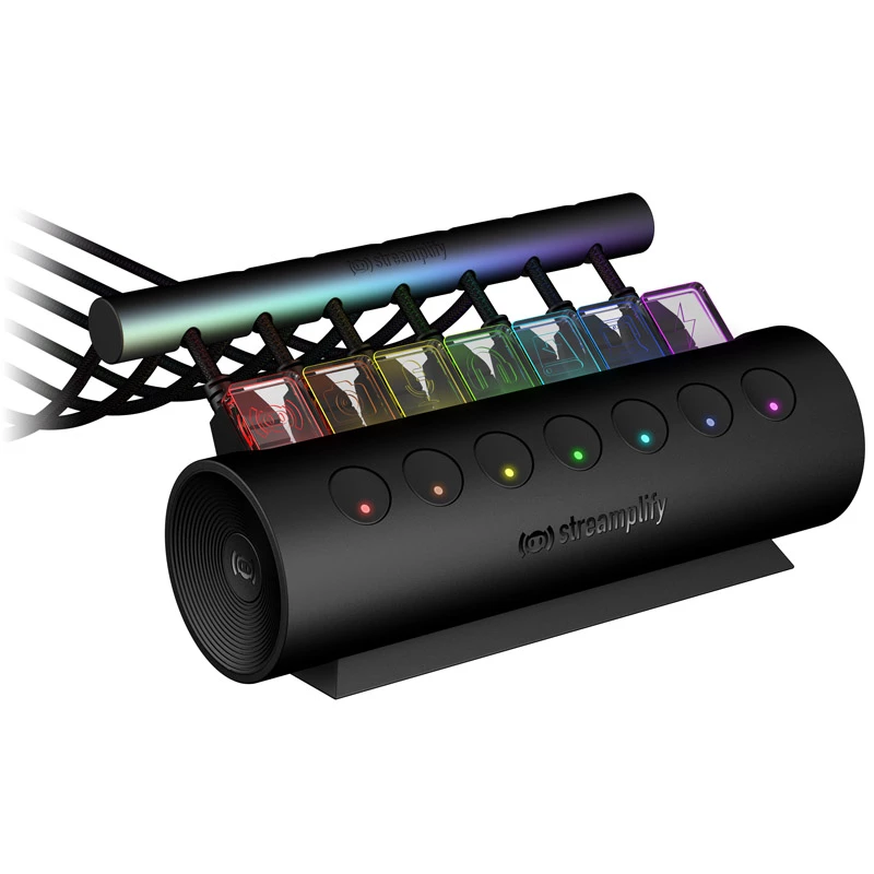 Streamplify HUB CTRL 7, 7x USB 3.0 Typ A, RGB, 12V, EU-Netzkabel – schwarz