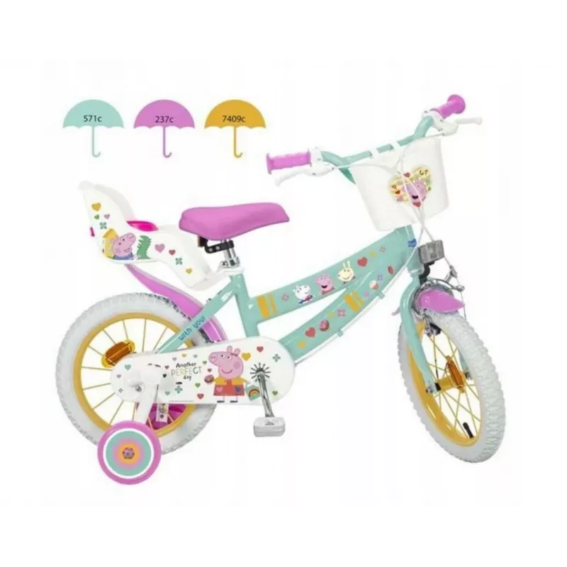 Kinderfahrrad Toimsa 12” Swinka Peppa grün – 12-Zoll-Rad, Einganggetriebe, mit Stützrädern kompatibel