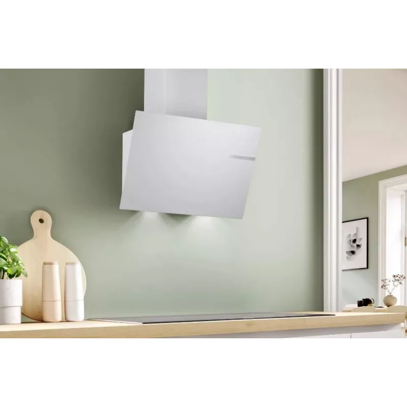 Wandhaube Bosch DWK65DK20, 590×325×690 mm, 550 m³/h, 3 Geschwindigkeiten, 62 dB, weiß, Aluminium-Fettfilter