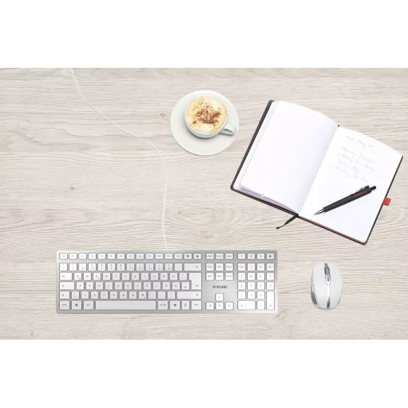 Tastatur CHERRY KC 6000 schlank Universal USB QWERTZ Deutsch Silber