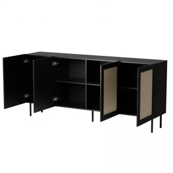 JUTA 4D Kommode 4D 200x39,5x90 schwarz + linol calabria