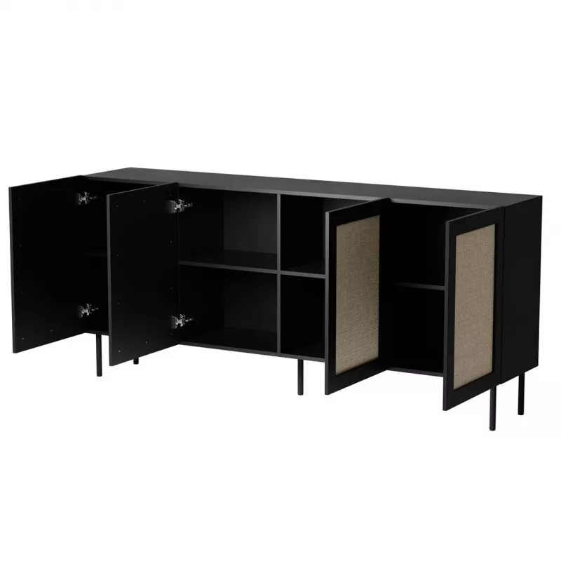 JUTA 4D Kommode 4D 200x39,5x90 schwarz + linol calabria