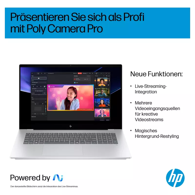 HP OmniBook 7 17-dc0076ng Notebook 43,9 cm (17,3) 1920x1080 - Intel Core Ultra 7 258V - 1TB SSD - HDMI/Thunderbolt - Windows 11 Pro - Silber (CV1J8EA#ABD)