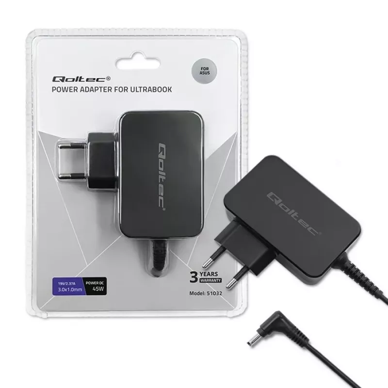 Netzteil Qoltec 51032 45W für den Innenbereich Schwarz für Laptops