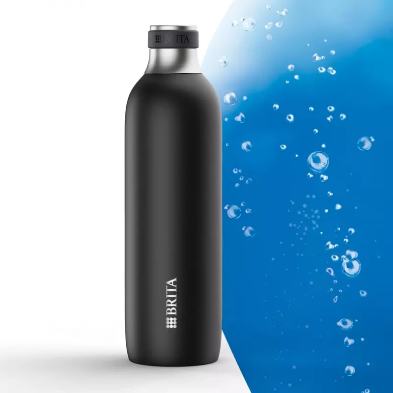 BRITA Karbonisierflasche 650 ml, Edelstahl, schwarz, spülmaschinenfest
