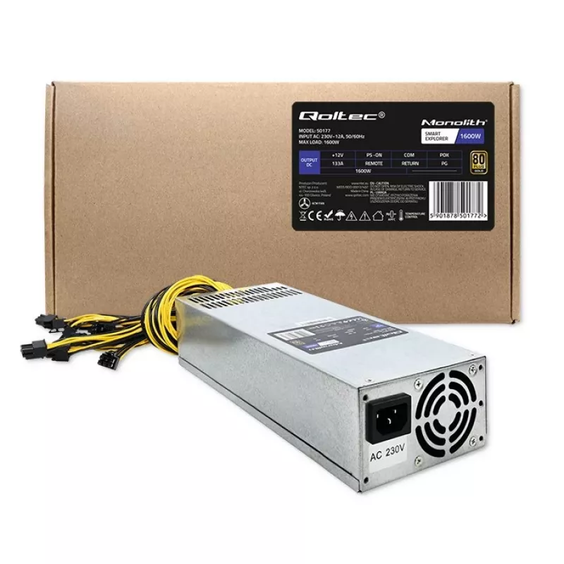 Qoltec 50177 PCI-E-Netzteil Smart 1600W | 80 Plus Gold - Data Mining