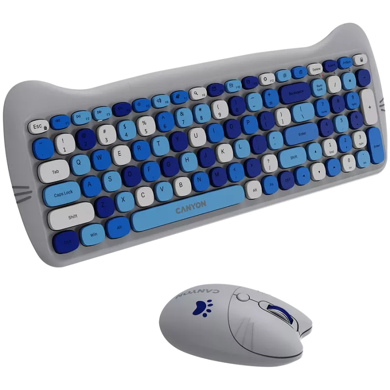 Kabelloses Tastatur- und Maus-Set CANYON HSET-W6 Kitty Edition AAA AA Blau