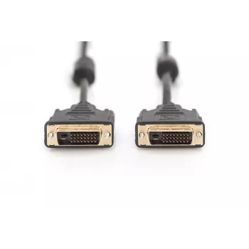 DIGITUS - DVI-Kabel - Dual Link - DVI-D (M) - DVI-D (M) - 5,0 m - vergossen, Rändelschrauben - Schwarz (AK-320101-050-S)