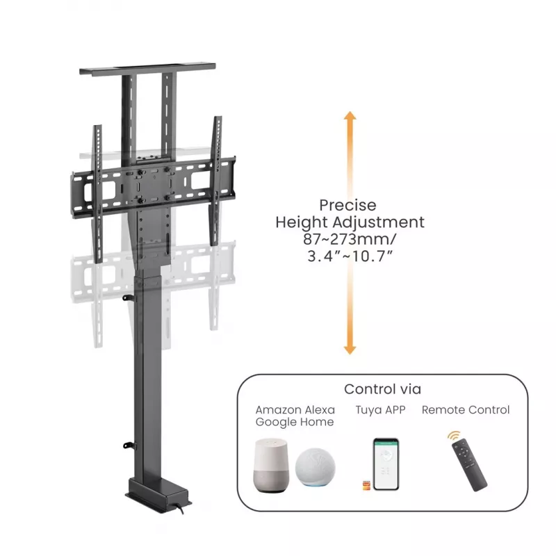 Maclean MC-866T Smart Motorisierter Elektrischer TV-Lift TUYA Mobile App Bodenständerhalterung Alexa Google Home 37''-80'' 60kg Schrank VESA (EU-Stecker)