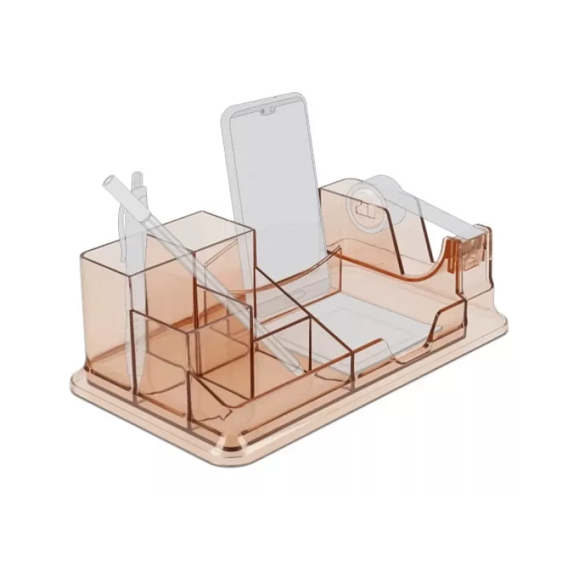 Schreibtisch-Organizer DeLOCK 18341 Transparent Braun Kunststoff 145x250x85mm