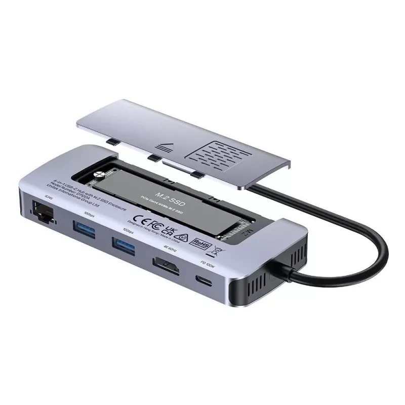 UNITEK Aktiver Hub USB-C 10GBPS,M.2,HDMI, PD 100W