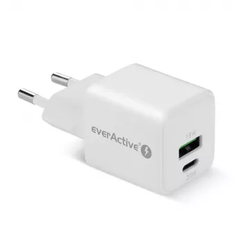 Wandladegerät everActive SC-330Q mit 1x USB-A und 1x USB-C Anschlüssen, 20W, weiß