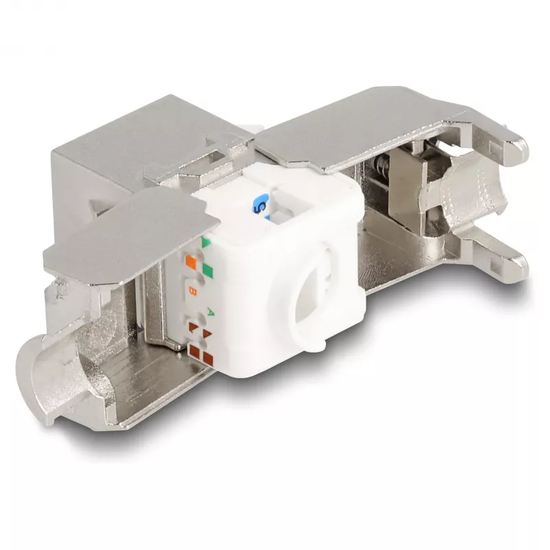 DeLOCK Keystone-Modul RJ45-Buchse auf LSA Kat.6A mit LED Silber-Weiß