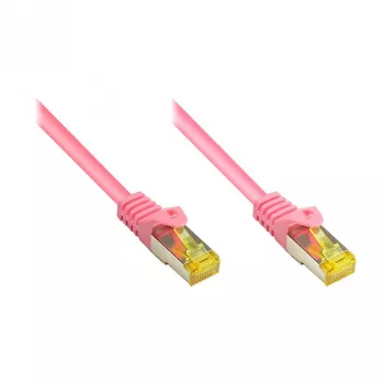 RJ45-Patchkabel mit Cat.7-Rohkabel und Knickschutz (RNS®), S/FTP, PiMF, halogenfrei, 600MHz, OFC, Magenta, 2m, Good Connections® (8070R-020M)