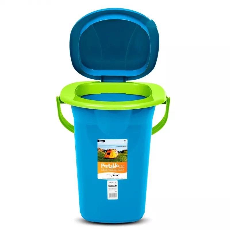 GreenBlue GB320BL Tragbare Reise-Toilette Eimer Sitz Camping Festival Griff Deckel Robust Stabil 19L
