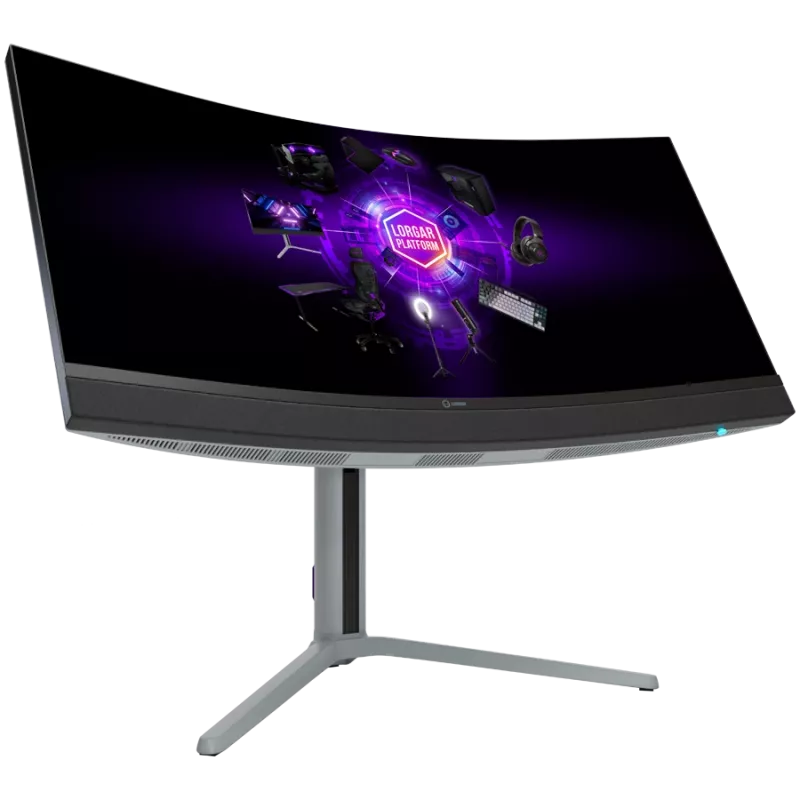 LORGAR 34MP1, UWQHD MiniLED Gaming Monitor Pro, 34'' (3440*1440) VA curved monitor, schwarz/milchgrau