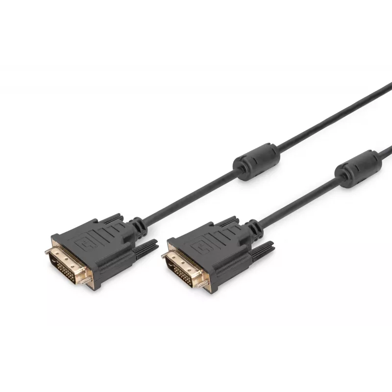 DIGITUS - DVI-Kabel - Dual Link - DVI-D (M) - DVI-D (M) - 5,0 m - vergossen, Rändelschrauben - Schwarz (AK-320101-050-S)