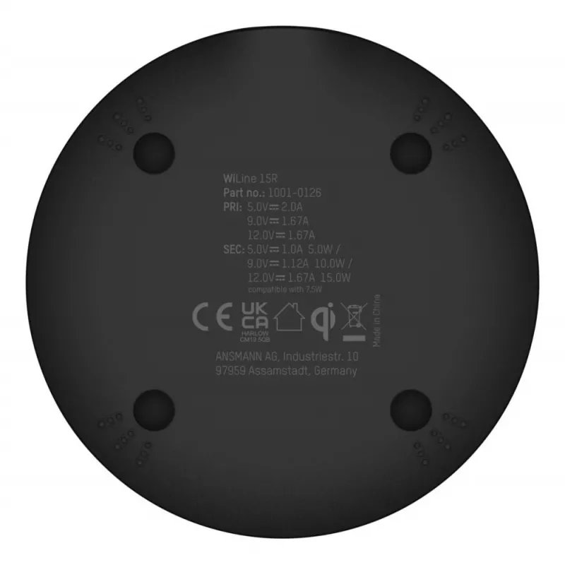 Kabelloses Ladegerät Ansmann WiLine 15R Smartphone Schwarz USB Innenbereich 9V