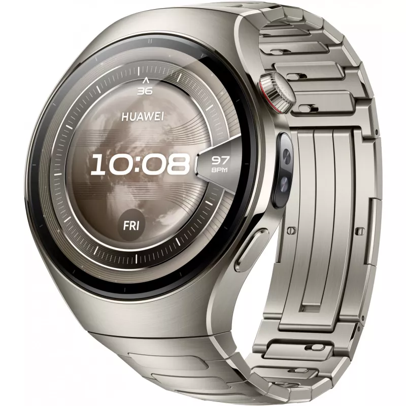 Smartwatch HUAWEI WATCH 5, 1,5 Zoll AMOLED, 466×466, 46 mm Titangehäuse, Wi‑Fi, GPS, Silber
