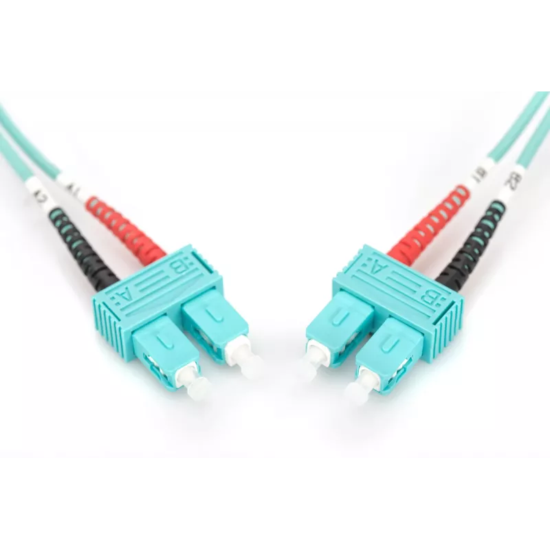 DIGITUS Professional - Patchkabel - SC Multimode (M) zu SC Multimode (M) - 2 m - Glasfaser - 50/125 Mikrometer - OM3 - halogenfrei - aquamarin