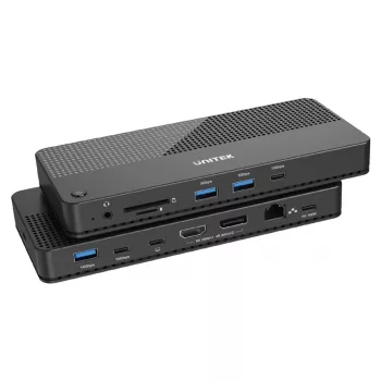 Dockingstation UNITEK D1079A USB4 kabelgebunden Schwarz 100W Power Delivery