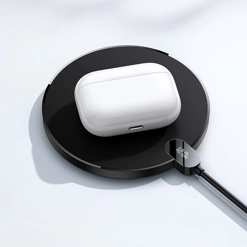 Baseus CCED000001 Ladegerät für Mobilgeräte Kopfhörer, Smartphone Schwarz USB Kabelloses Laden für den Innenbereich