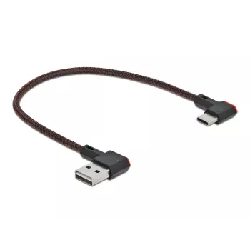 USB-Kabel DeLOCK EASY-USB 2.0 Typ-A-Stecker auf Typ-C-Stecker abgewinkelt 0,2 m schwarz