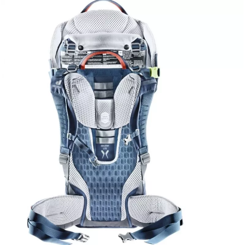 Baby-Trage-Rucksack DEUTER Kid Comfort Active — blau, Polyamid, bis 22 kg, Sonnenverdeck, Fußstütze, VariQuick, Lite Air