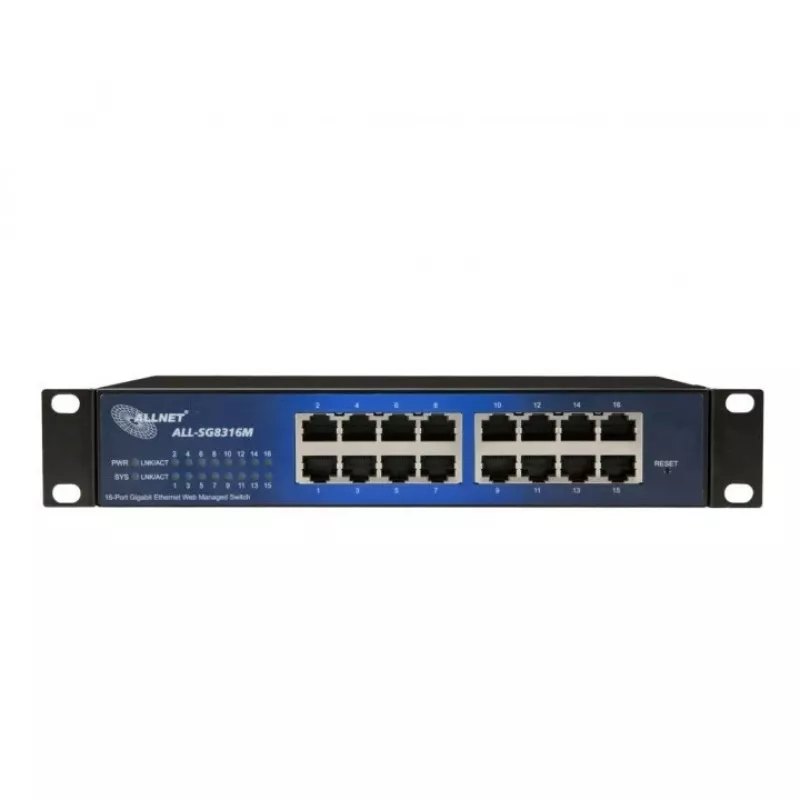 Managed Switch ALLNET 112534 L2 Gigabit Ethernet 16 Ports 19U Schwarz