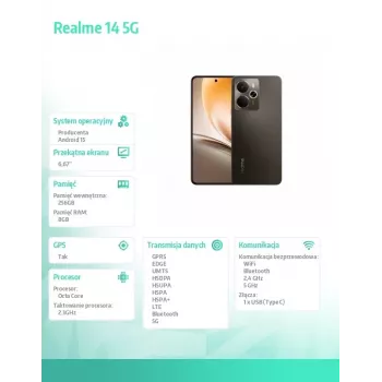 Smartphone realme 14 5G 6,67 Zoll 8 GB 256 GB Titan