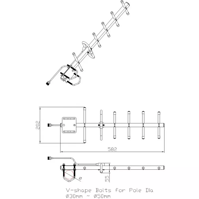 Richtantenne Yagi ALLNET ANT-868-10dbi-Yagi 868 MHz, 10 dBi, N-Buchse