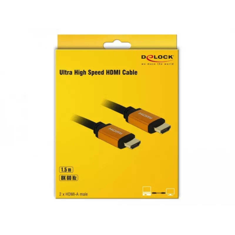 HDMI-Kabel DeLOCK 85728 1,5 m Typ A Schwarz Gold